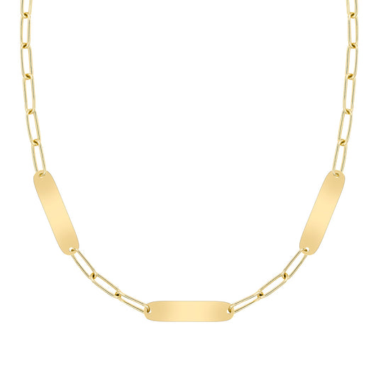 Large 3 Nameplate Necklace on Adelaide in 14k Gold