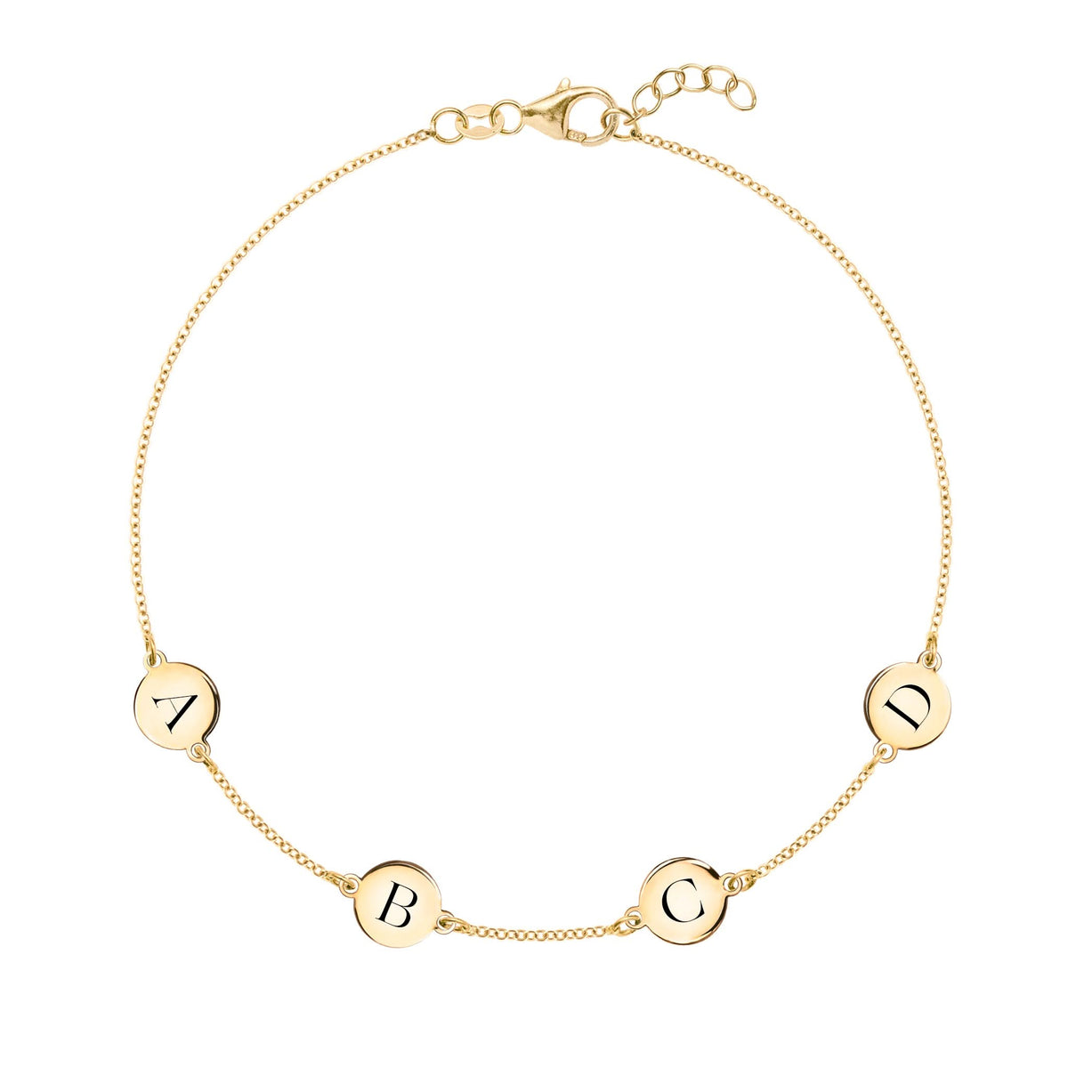 4 Letter Bracelet in 14k Gold