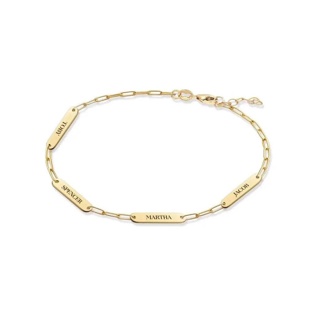 Petite 4 Nameplate Bracelet on Adelaide Mini in 14k Gold