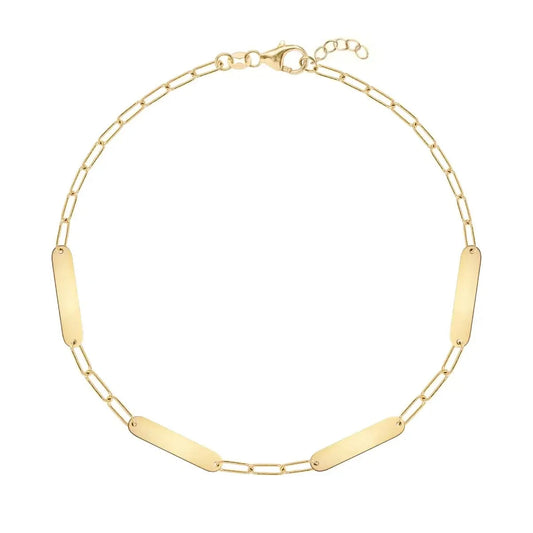 Petite 4 Nameplate Bracelet on Adelaide Mini in 14k Gold