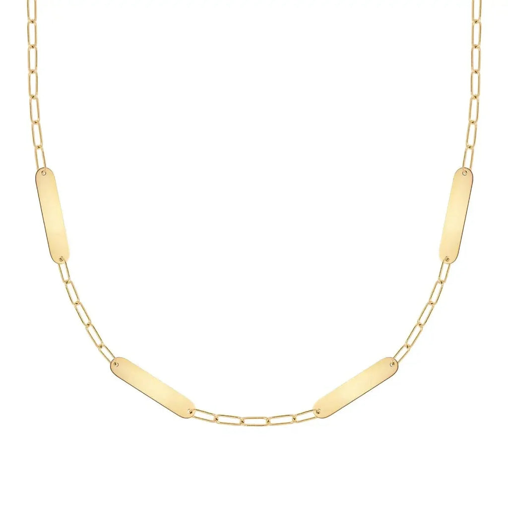 Petite 4 Nameplate Necklace on Adelaide Mini in 14k Gold