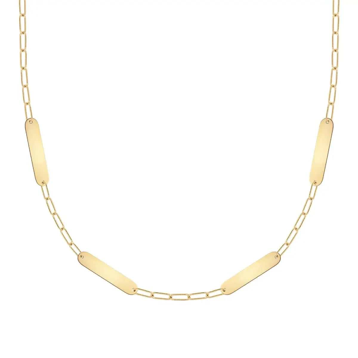 Petite 4 Nameplate Necklace on Adelaide Mini in 14k Gold