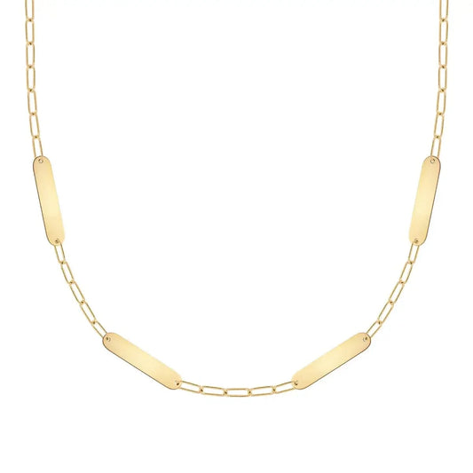 Petite 4 Nameplate Necklace on Adelaide Mini in 14k Gold