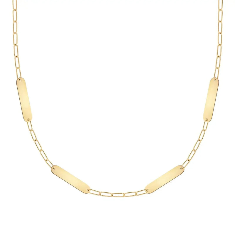 Petite 4 Nameplate Necklace on Adelaide Mini in 14k Gold