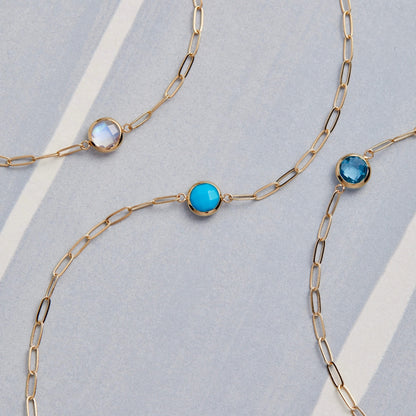 Grand 1 Turquoise Adelaide Mini Bracelet in 14k Gold (December)