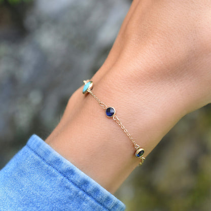 1 Grand & 4 Petite Birthstone Bracelet in 14k Gold