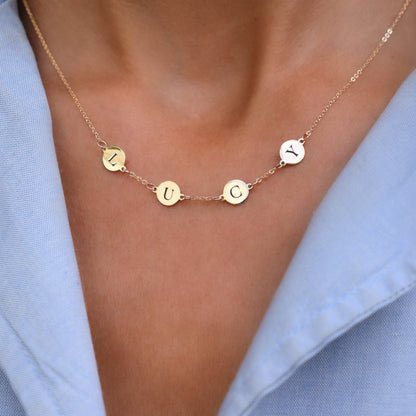 4 Letter Necklace in 14k Gold (Single Spacing)
