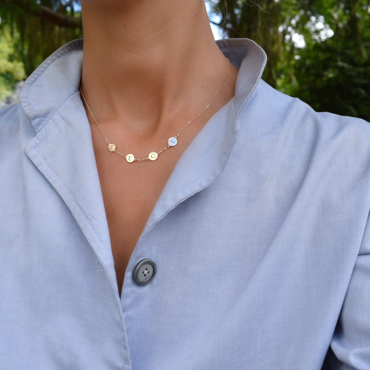 4 Letter Necklace in 14k Gold (Single Spacing)