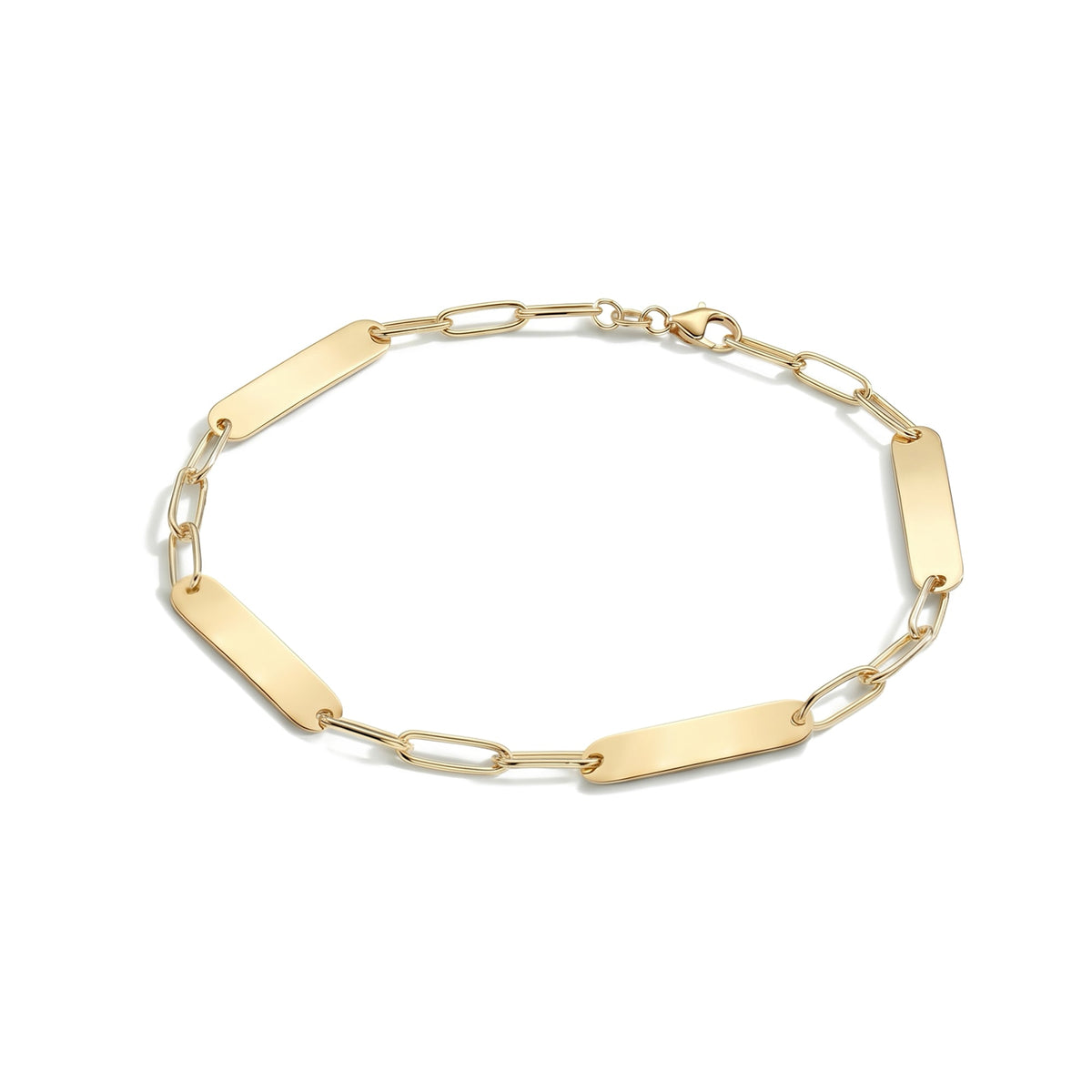 Large 4 Nameplate Bracelet on Adelaide in 14k Gold