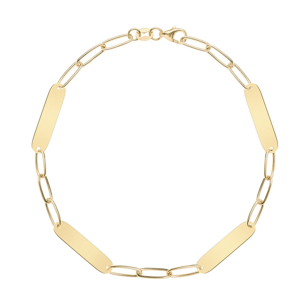 Large 4 Nameplate Bracelet on Adelaide in 14k Gold