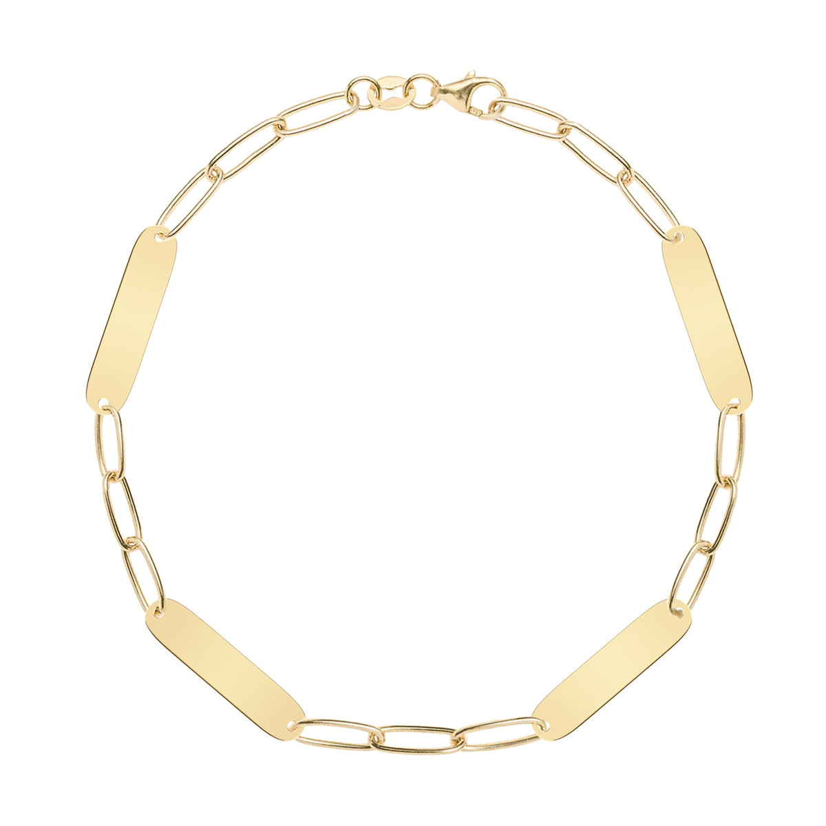 Large 4 Nameplate Bracelet on Adelaide in 14k Gold