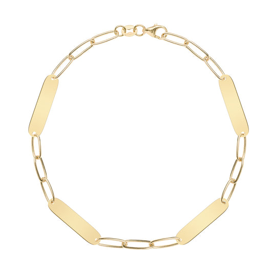 Large 4 Nameplate Bracelet on Adelaide in 14k Gold