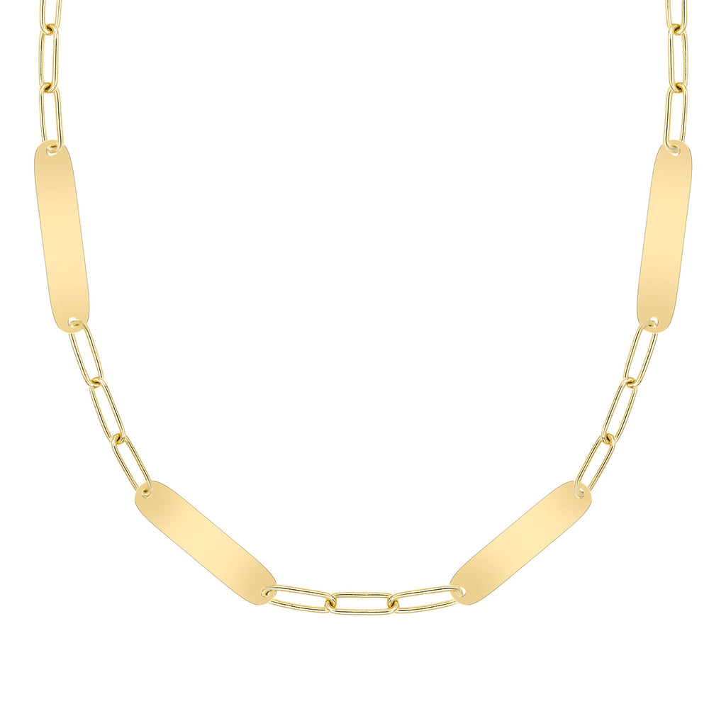 Large 4 Nameplate Necklace on Adelaide in 14k Gold