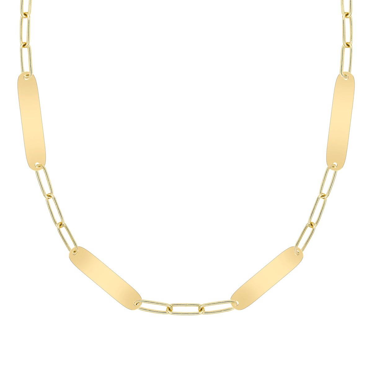 Large 4 Nameplate Necklace on Adelaide in 14k Gold