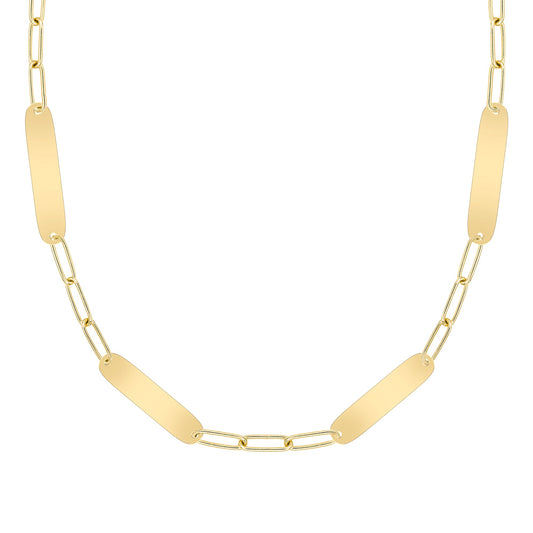 Large 4 Nameplate Necklace on Adelaide in 14k Gold