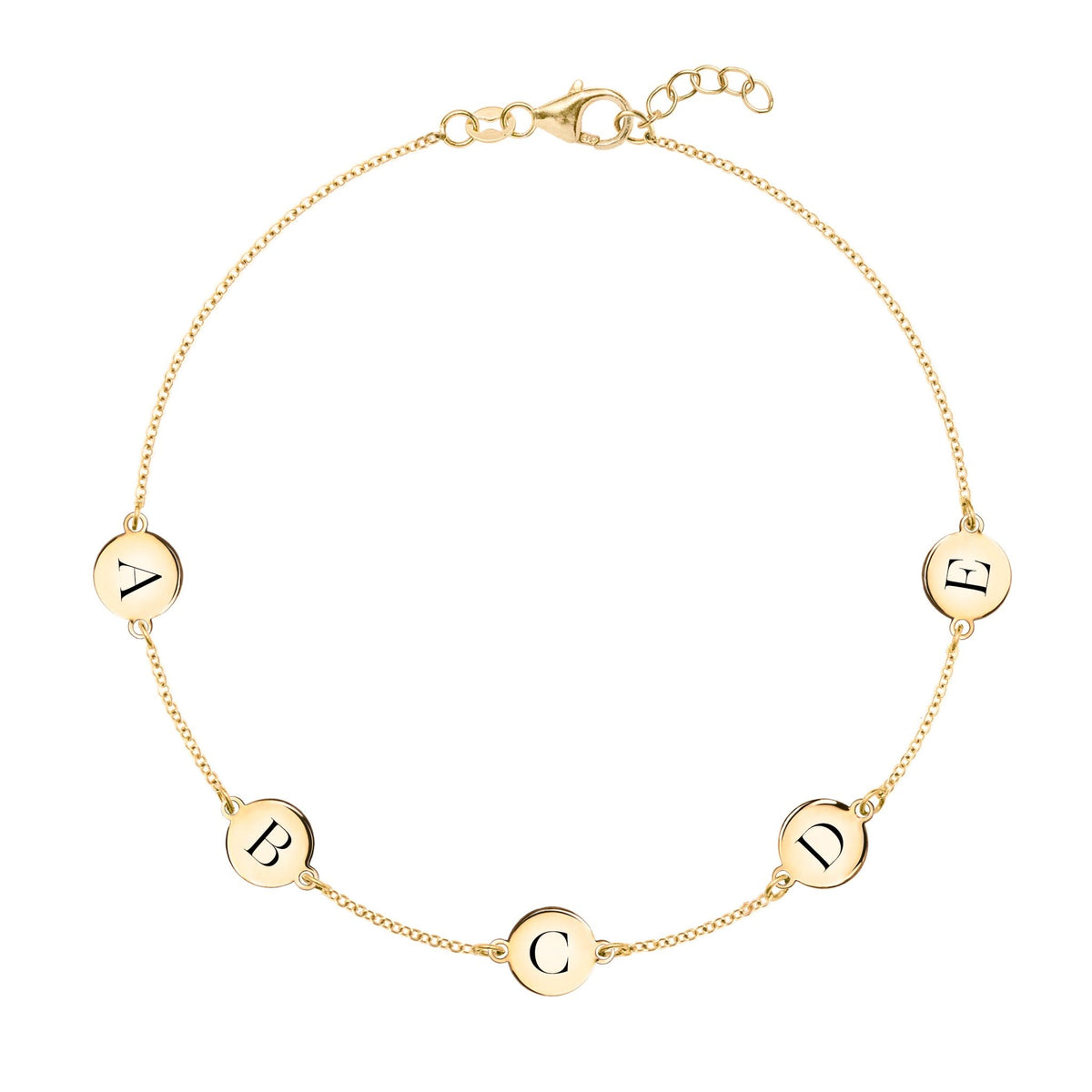 5 Letter Bracelet in 14k Gold