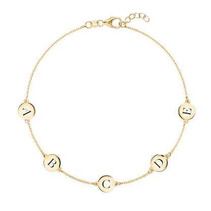 5 Letter Bracelet in 14k Gold