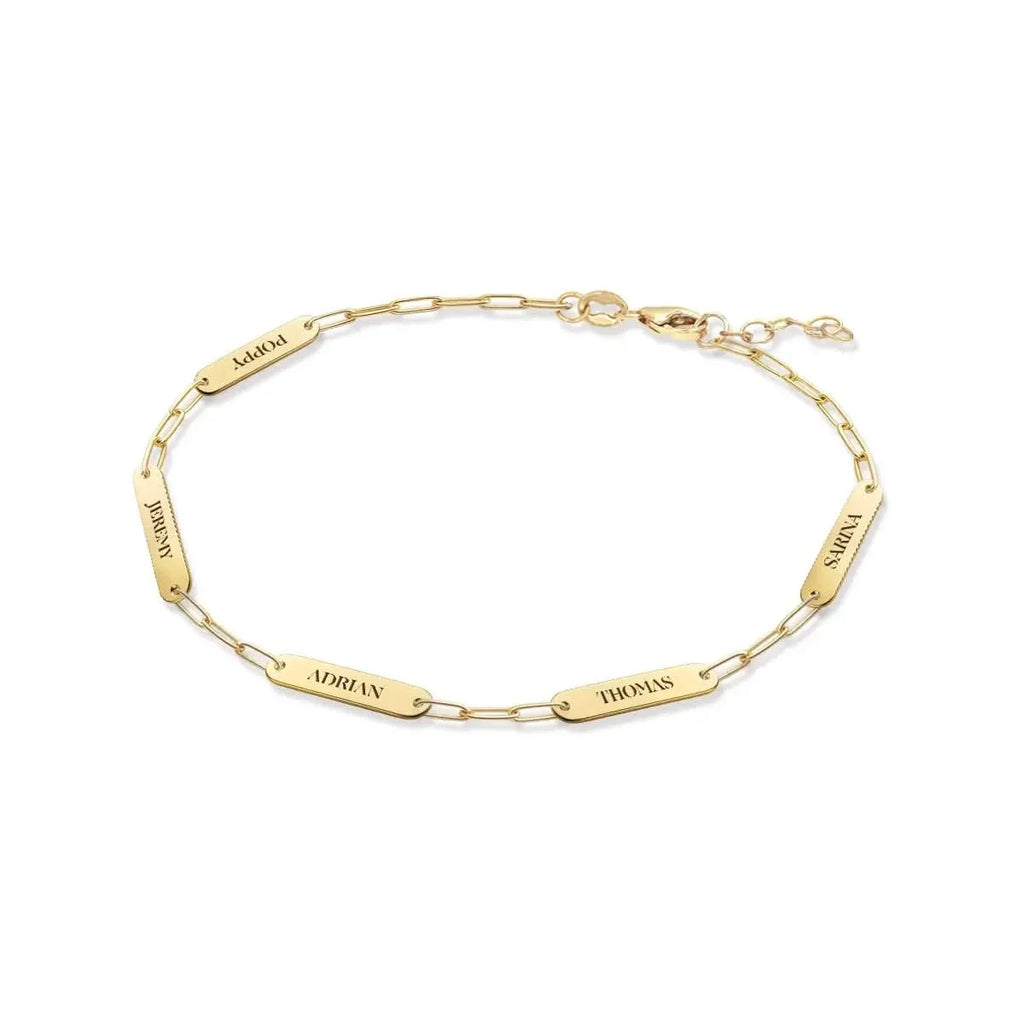 Petite 5 Nameplate Bracelet on Adelaide Mini in 14k Gold