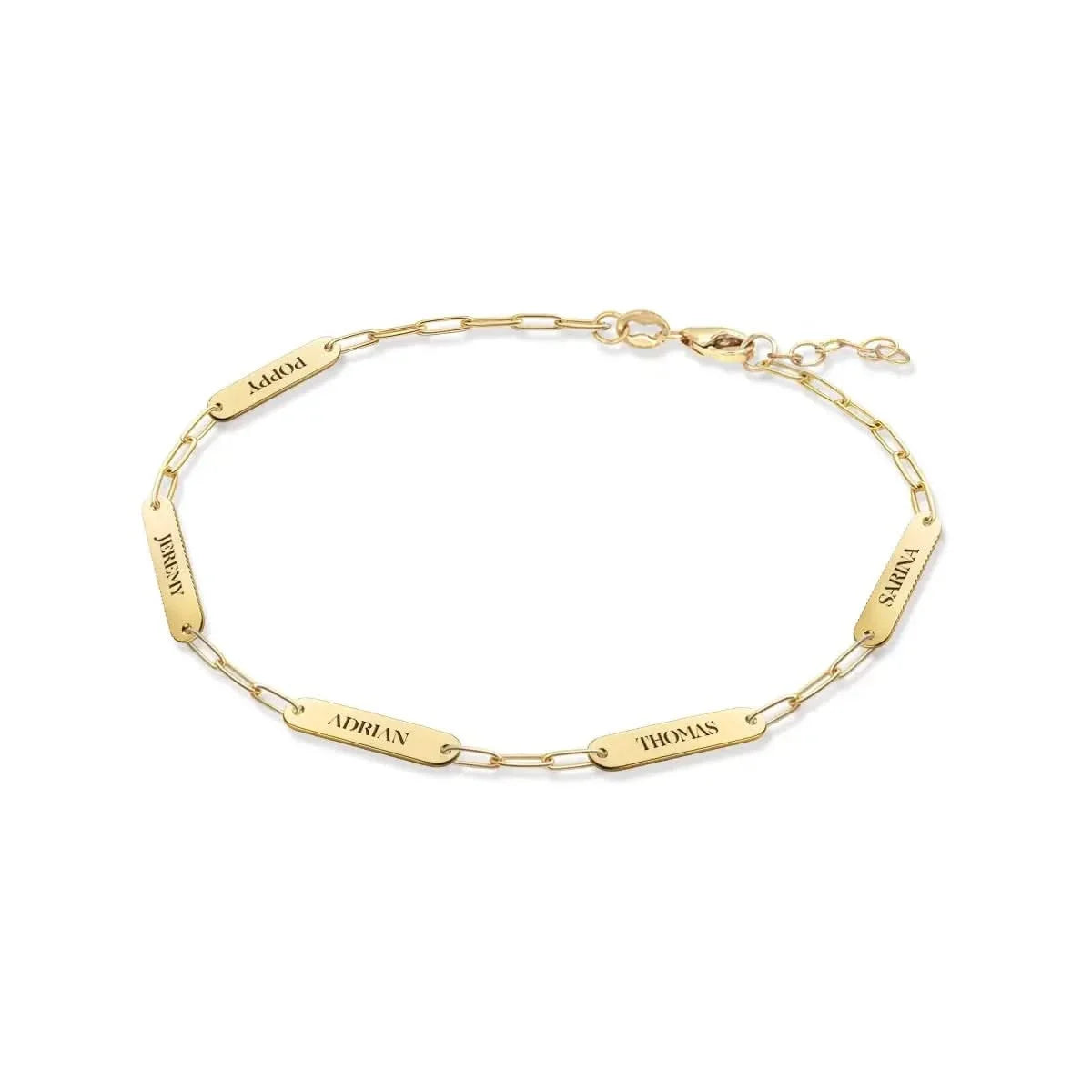 Petite 5 Nameplate Bracelet on Adelaide Mini in 14k Gold