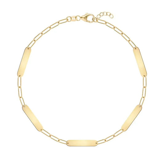 Petite 5 Nameplate Bracelet on Adelaide Mini in 14k Gold