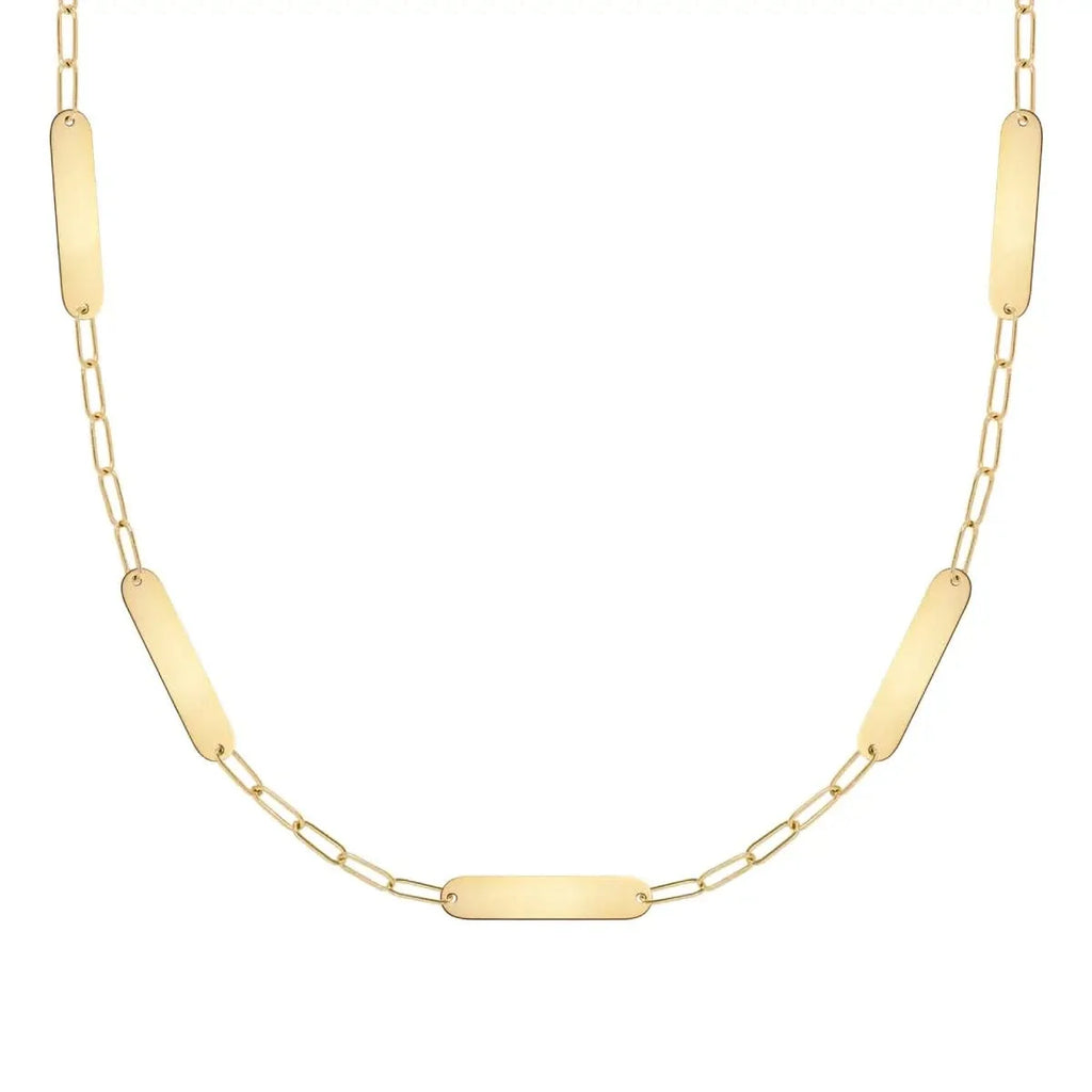 Petite 5 Nameplate Necklace on Adelaide Mini in 14k Gold