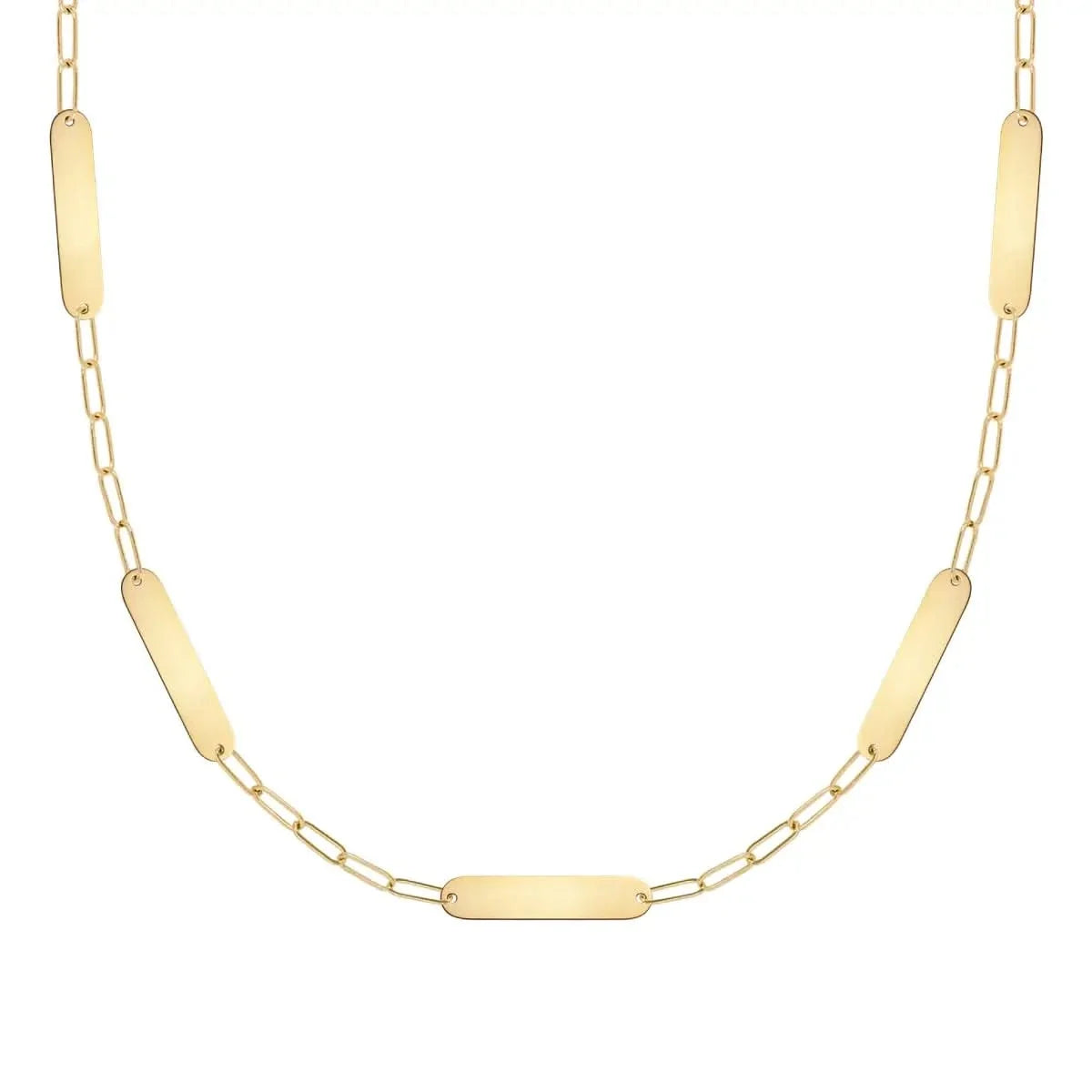 Petite 5 Nameplate Necklace on Adelaide Mini in 14k Gold