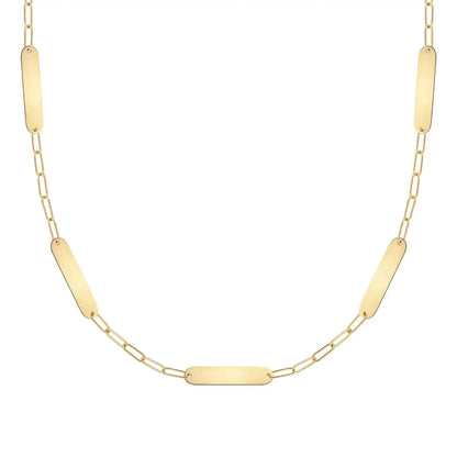 Petite 5 Nameplate Necklace on Adelaide Mini in 14k Gold