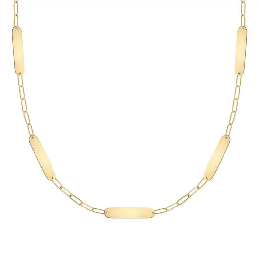 Petite 5 Nameplate Necklace on Adelaide Mini in 14k Gold