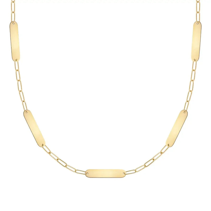 Petite 5 Nameplate Necklace on Adelaide Mini in 14k Gold