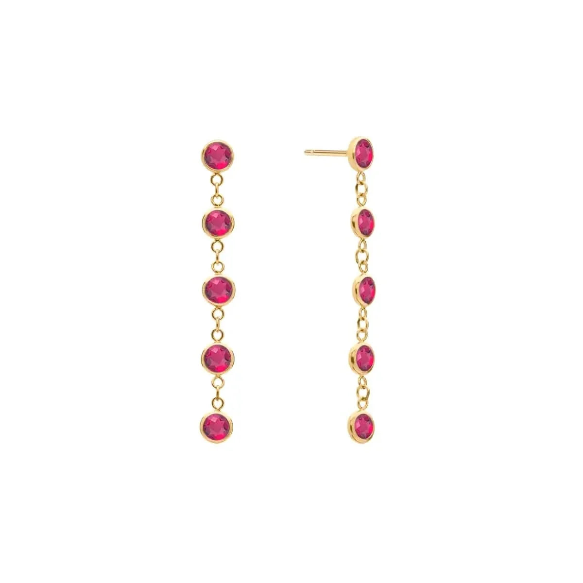 Newport Ruby Earrings in 14k Gold (July)