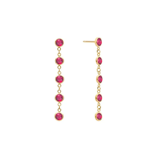 Newport Ruby Earrings in 14k Gold (July)