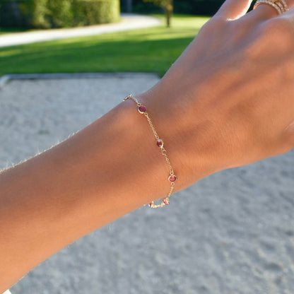 Bayberry 7 Pink Sapphire Bracelet in 14k Gold (October)