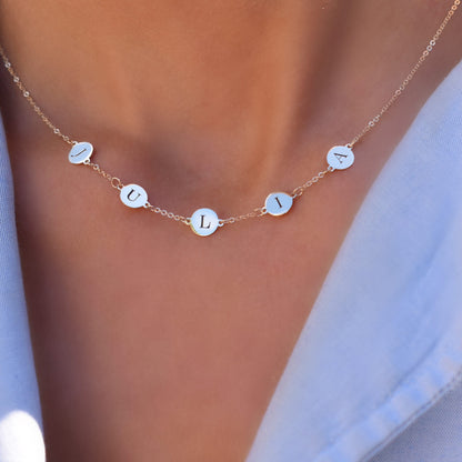 5 Letter Necklace in 14k Gold (Single Spacing)