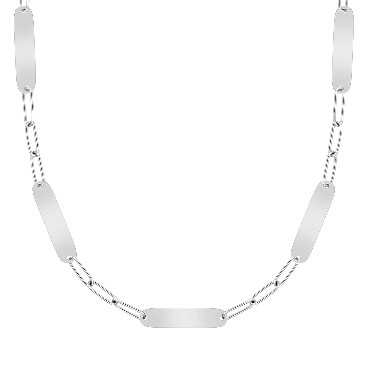 Large 5 Nameplate Necklace on Adelaide in 14k Gold