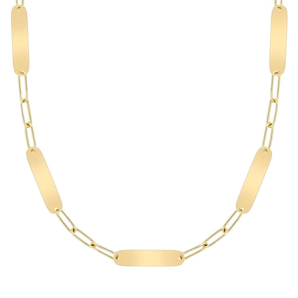 Large 5 Nameplate Necklace on Adelaide in 14k Gold