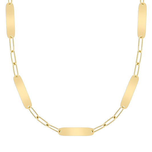 Large 5 Nameplate Necklace on Adelaide in 14k Gold