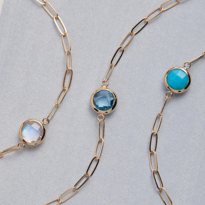 Grand 1 Nantucket Blue Topaz Adelaide Mini Bracelet in 14k Gold (December)