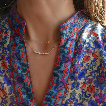 Rosecliff Diamond Bar Necklace and Huggie Hoop Earrings Set in 14k Gold (April)