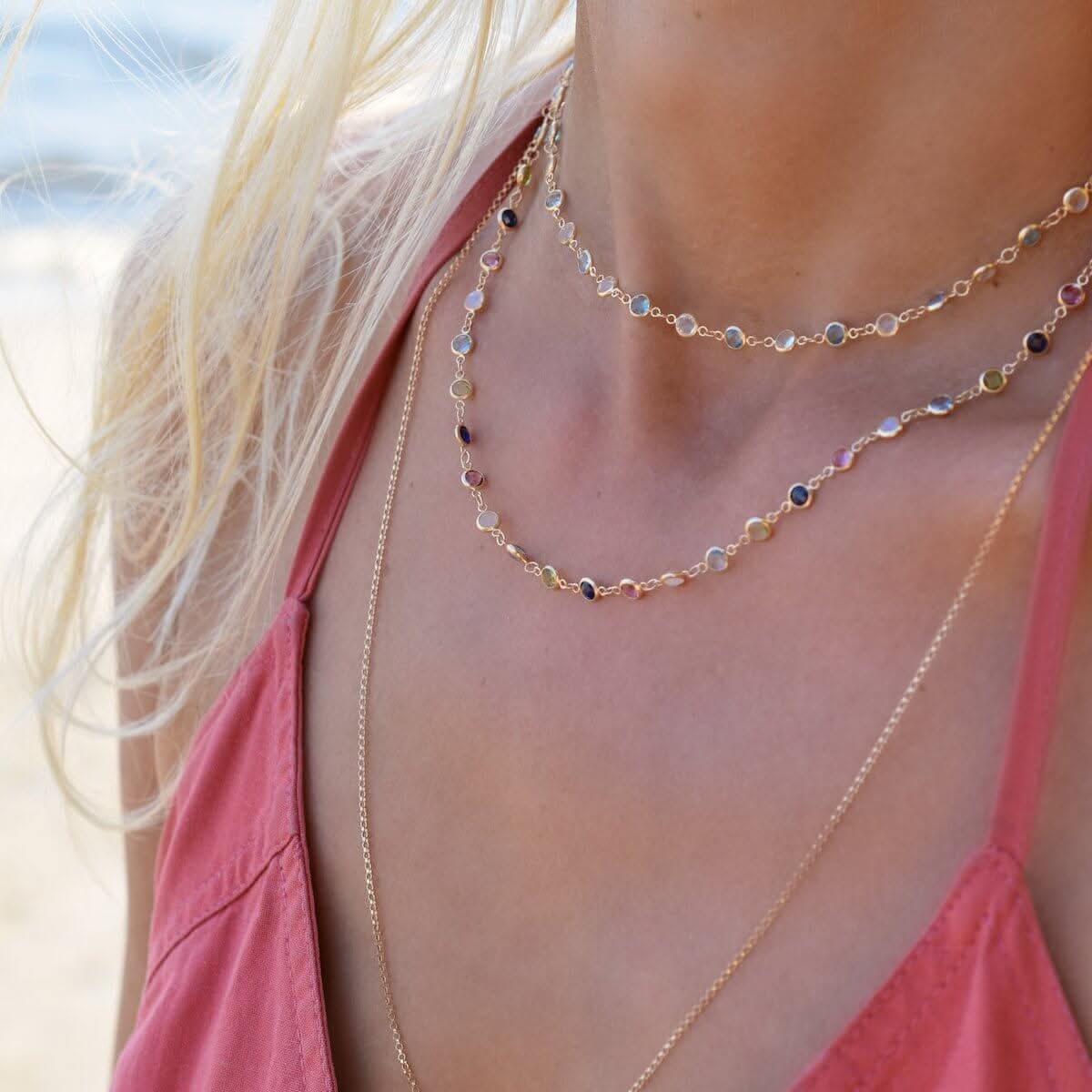 Newport Birthstone Necklace in 14k Gold