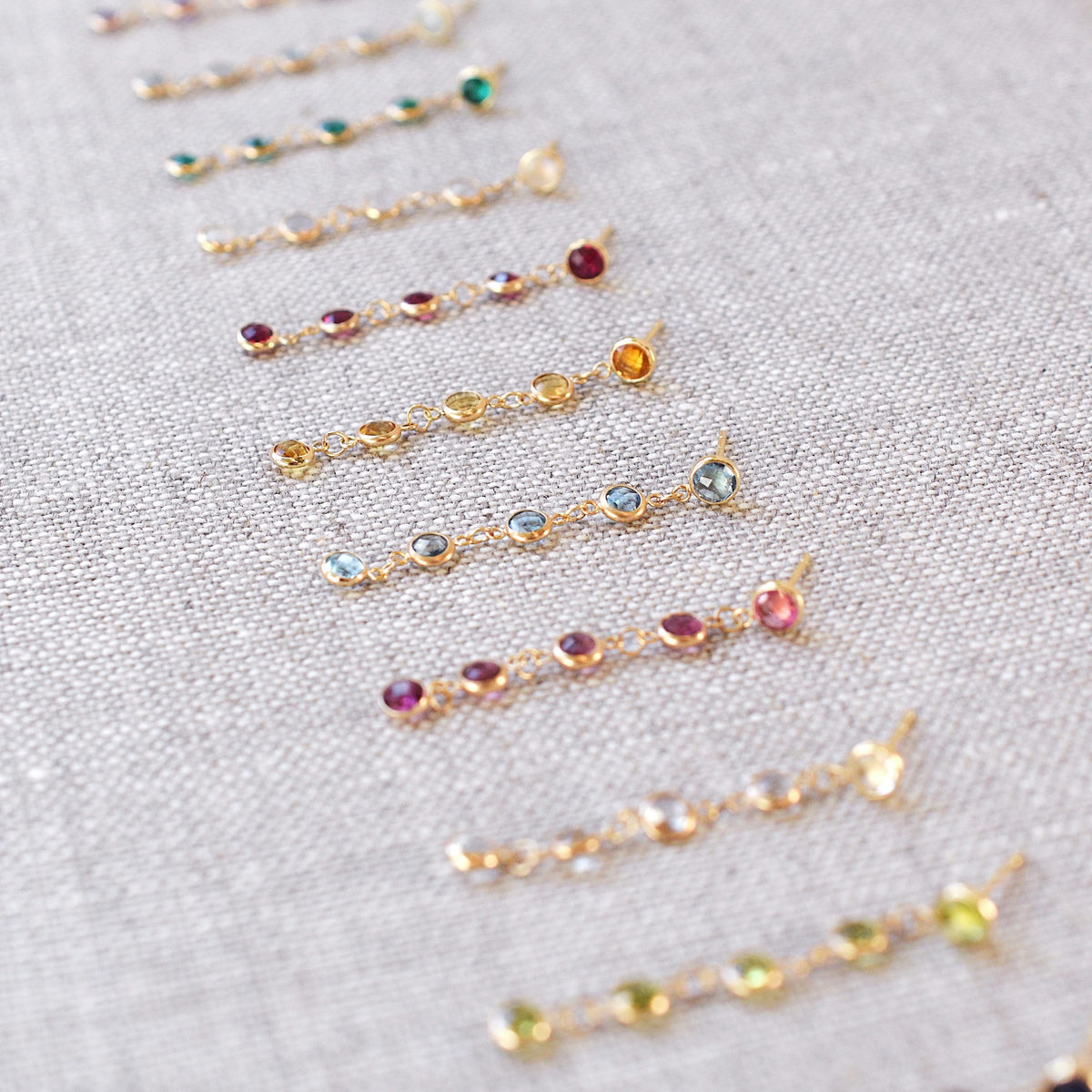 Petite 5 Birthstone Earrings in 14k Gold