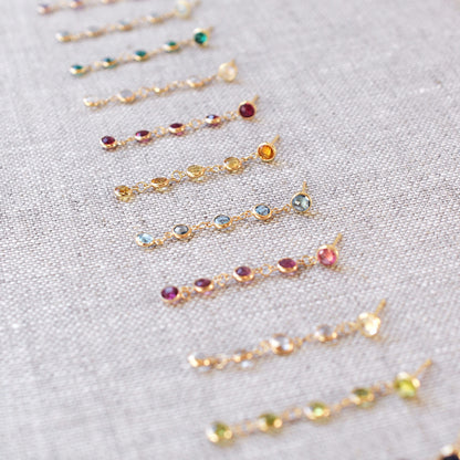 Petite 5 Birthstone Earrings in 14k Gold