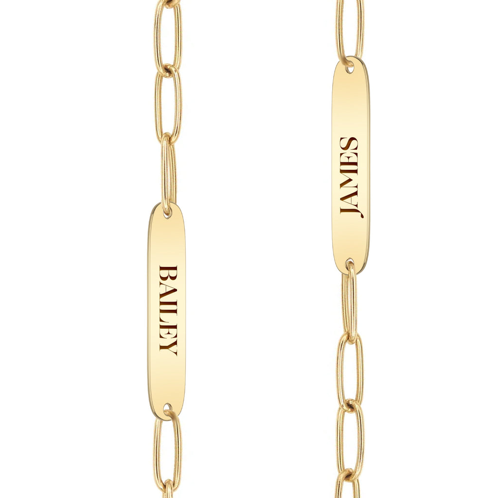 Large 3 Nameplate Necklace on Adelaide in 14k Gold