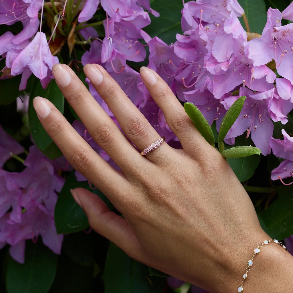 Adelaide Pavé Peony Diamond Ring in 14k Gold (October)