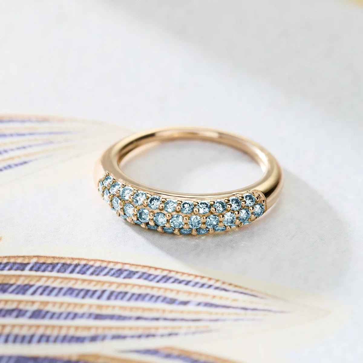 Adelaide Pavé Glacier Diamond Ring in 14k Gold (March)