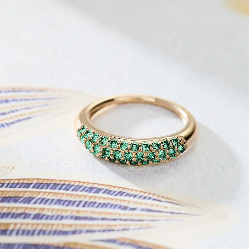 Adelaide Pavé Emerald Ring in 14k Gold (May)