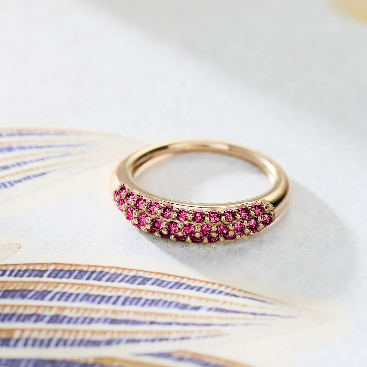 Adelaide Pavé Ruby Ring in 14k Gold (July)