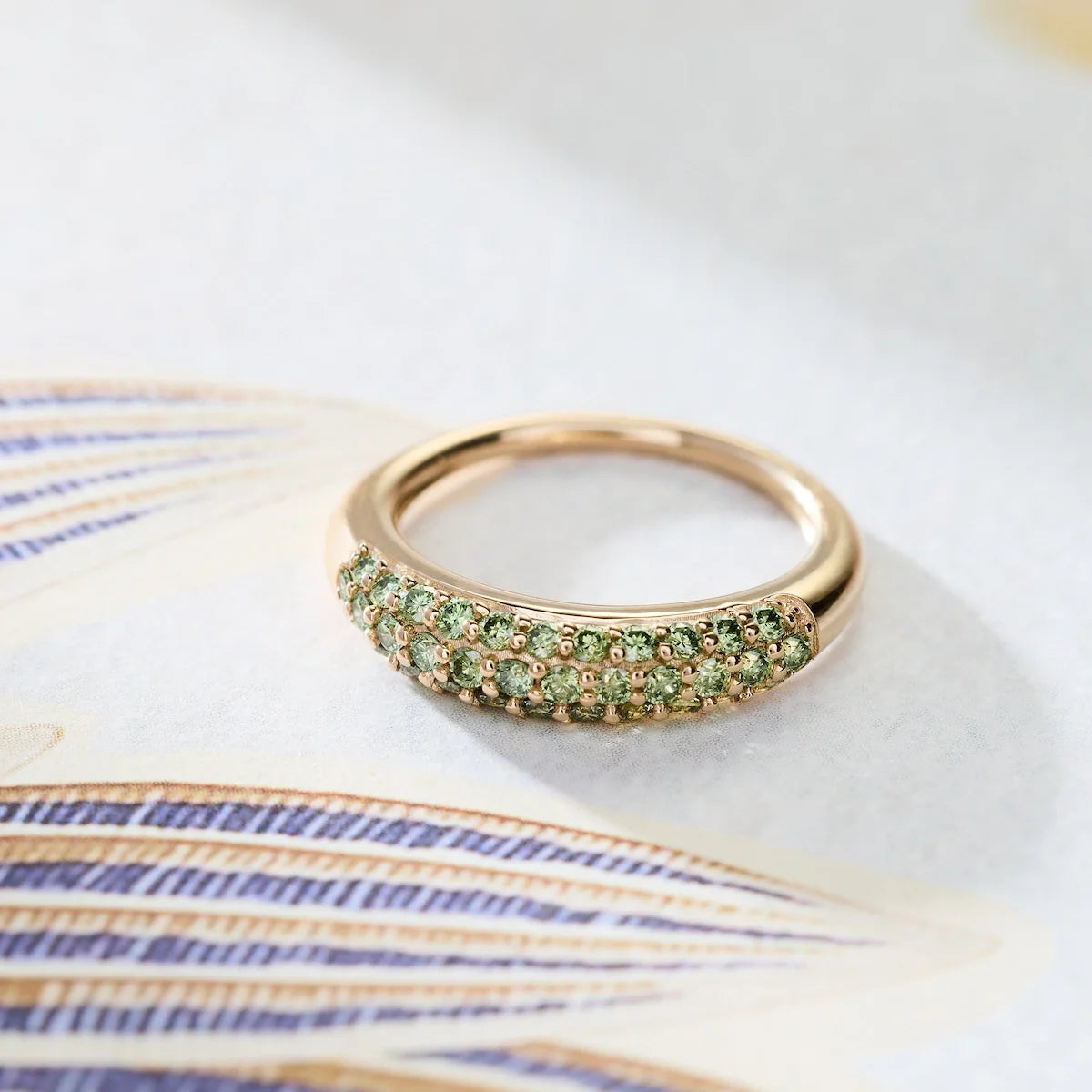 Adelaide Pavé Pistachio Diamond Ring in 14k Gold (August)