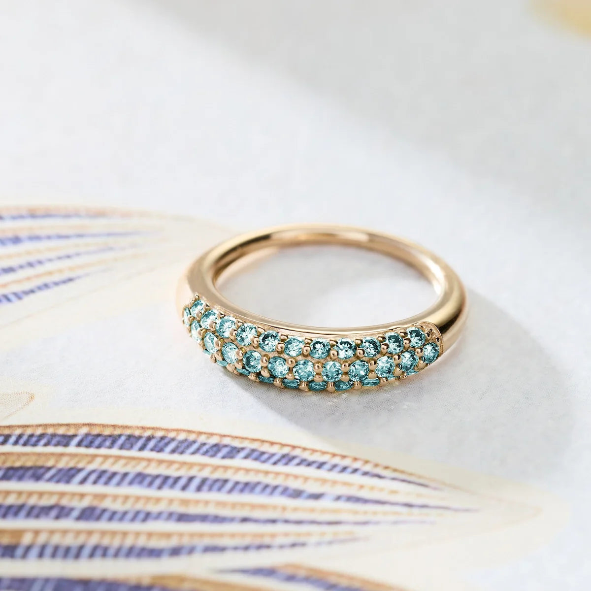 Adelaide Pavé Marine Diamond Ring in 14k Gold (December)