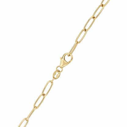 Engravable Large Flat Heart Pendant with ADELAIDE Chain in 14k Gold