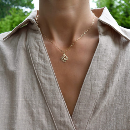 Essex Letter B Pendant in 14k Gold